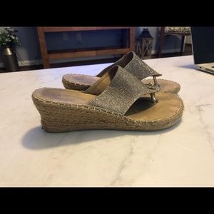 Women’s gold wedge sandals